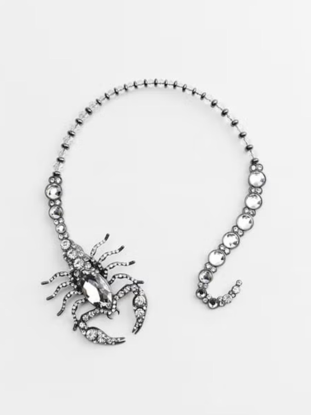 Zara Silver Crystal Scorpion Statement Choker Necklace